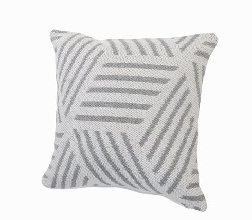 20" White And Gray Geometric Cotton Throw Pillow Cover