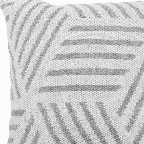 20" White And Gray Geometric Cotton Throw Pillow Cover