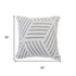 20" White And Gray Geometric Cotton Throw Pillow Cover