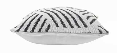 20" White And Black Geometric Cotton Throw Pillow Cover