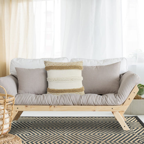 20" Tan And Ivory Throw Pillow Cover