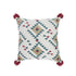 20" Off White Maroon And Teal Blue Geometric Cotton Throw Pillow Cover with Tassels