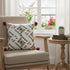 20" Off White Maroon And Teal Blue Geometric Cotton Throw Pillow Cover with Tassels