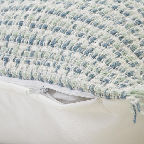 24" Blue And Green Geometric Throw Pillow Cover