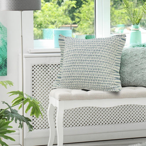 24" Blue And Green Geometric Throw Pillow Cover