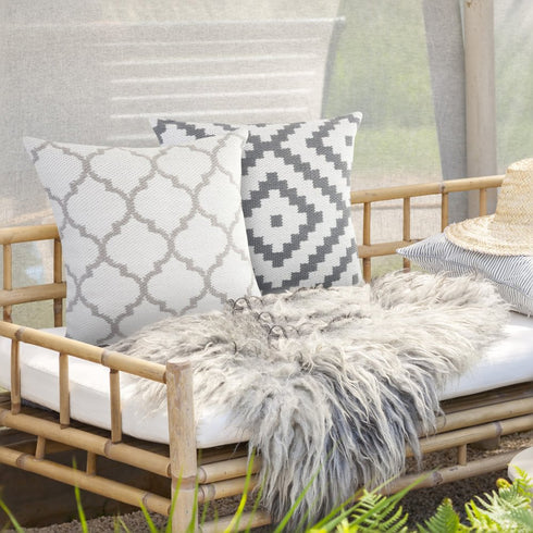 20" Ivory And Gray Throw Pillow Cover
