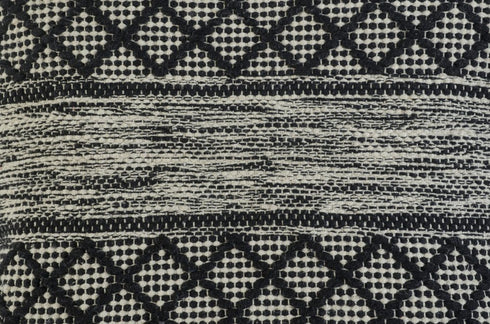 20" Black And White Diamond Cotton Blend Throw Pillow Cover with Embroidery And Texture
