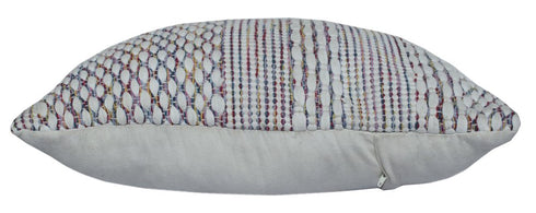 20" Cream Blue And Red Striped Cotton Blend Throw Pillow Cover