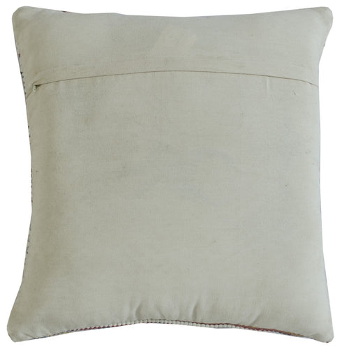 20" Cream Blue And Red Striped Cotton Blend Throw Pillow Cover