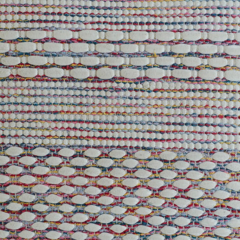 20" Cream Blue And Red Striped Cotton Blend Throw Pillow Cover