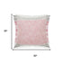 20" Pink And Gray Color Block Cotton Throw Pillow Cover with Fringe