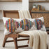 14" X 36" White Orange And Blue Lumbar Geometric Cotton Throw Pillow Cover