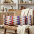 14" X 36" White Purple And Red Lumbar Geometric Cotton Blend Throw Pillow Cover