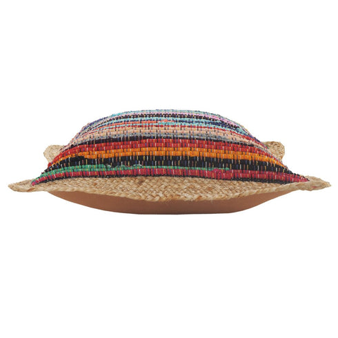 20" Tan Pink Blue And Orange Beach Striped Cotton Blend Throw Pillow Cover with Texture