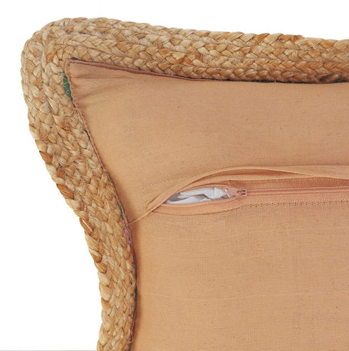 20" Tan Pink Blue And Orange Beach Striped Cotton Blend Throw Pillow Cover with Texture