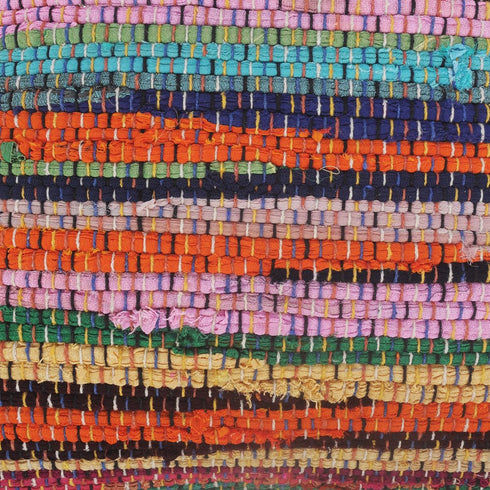20" Tan Pink Blue And Orange Beach Striped Cotton Blend Throw Pillow Cover with Texture