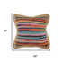 20" Tan Pink Blue And Orange Beach Striped Cotton Blend Throw Pillow Cover with Texture