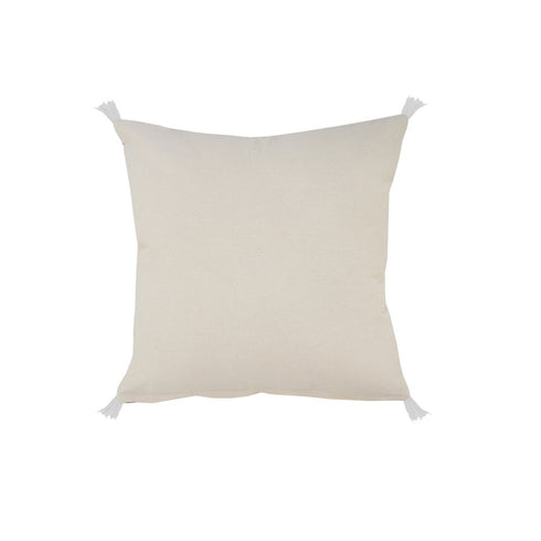 20" Gray And White Beach Geometric Cotton Throw Pillow Cover with Tufts And Texture
