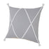 20" Gray And White Beach Geometric Cotton Throw Pillow Cover with Tufts And Texture