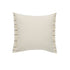 20" Tan And Gray Striped Cotton Blend Throw Pillow Cover with Fringe
