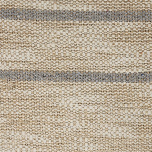 20" Tan And Gray Striped Cotton Blend Throw Pillow Cover with Fringe