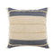 20" Beige And Blue Beach Striped Cotton Blend Throw Pillow Cover with Fringe And Texture
