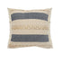 20" Beige And Blue Beach Striped Cotton Blend Throw Pillow Cover with Fringe And Texture