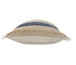 20" Beige And Blue Beach Striped Cotton Blend Throw Pillow Cover with Fringe And Texture