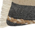 24" Beige And Black Beach Striped Cotton Blend Throw Pillow Cover with Fringe And Texture