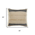 24" Beige And Black Beach Striped Cotton Blend Throw Pillow Cover with Fringe And Texture