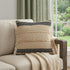 24" Beige And Black Beach Striped Cotton Blend Throw Pillow Cover with Fringe And Texture