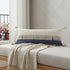 14" X 36" Denim Blue And Ivory Lumbar Beach Cotton Throw Pillow Cover with Tassels