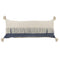 14" X 36" Denim Blue And Ivory Lumbar Beach Cotton Throw Pillow Cover with Tassels