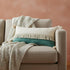 14" X 36" Green And Off White Lumbar Beach Cotton Throw Pillow Cover with Tassels