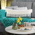 14" X 36" Green And Off White Lumbar Beach Cotton Throw Pillow Cover with Tassels