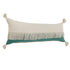 14" X 36" Green And Off White Lumbar Beach Cotton Throw Pillow Cover with Tassels