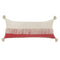 14" X 36" Raspberry And Off White Lumbar Beach Cotton Throw Pillow Cover with Tassels