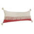 14" X 36" Raspberry And Off White Lumbar Beach Cotton Throw Pillow Cover with Tassels