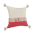 20" Raspberry And Off White Beach Cotton Throw Pillow Cover with Tassels