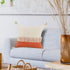 20" Pumpkin And Off White Beach Cotton Throw Pillow Cover with Tassels