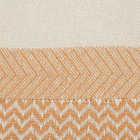 18" Cream And Orange Color Block Cotton Throw Pillow Cover