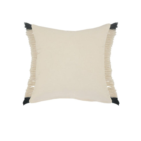 20" Green And White Striped Cotton Throw Pillow Cover with Fringe