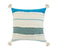20" Off White And Turquoise Beach Striped Cotton Throw Pillow Cover with Tassels