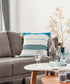 20" Off White And Turquoise Beach Striped Cotton Throw Pillow Cover with Tassels