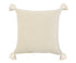 20" Off White And Turquoise Beach Striped Cotton Throw Pillow Cover with Tassels