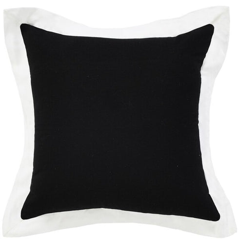 20" Black And White Color Block Cotton Throw Pillow Cover
