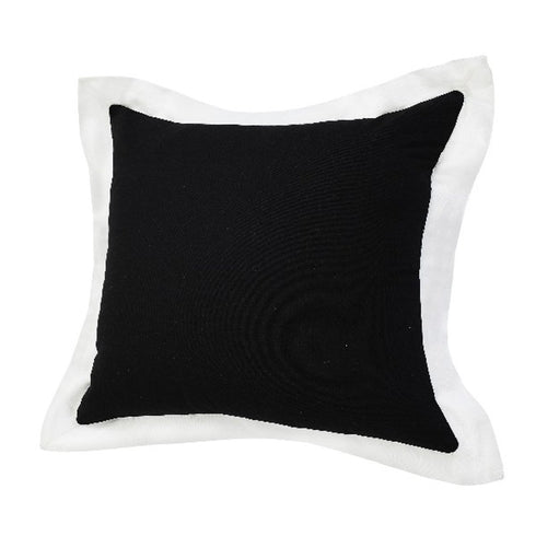 20" Black And White Color Block Cotton Throw Pillow Cover