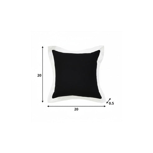 20" Black And White Color Block Cotton Throw Pillow Cover