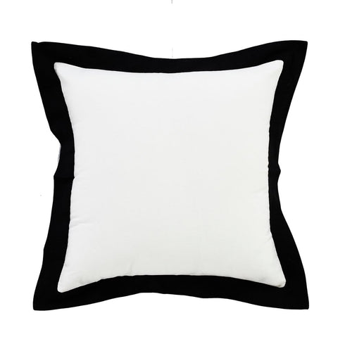 20" White And Black Cotton Throw Pillow Cover