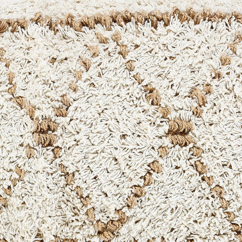 20" Ivory And Beige Geometric Cotton Blend Throw Pillow Cover with Tassels
